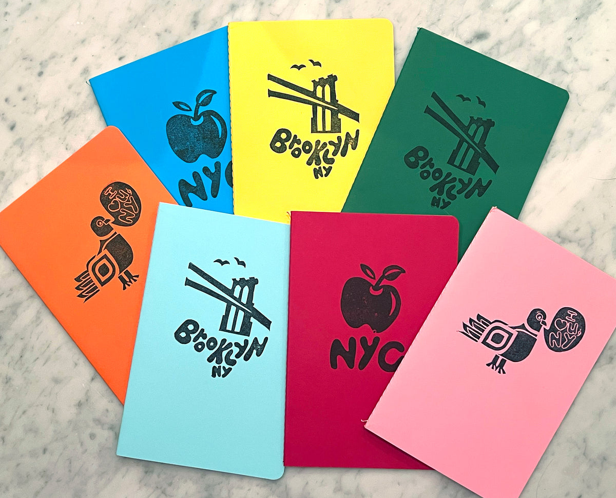 Lined Notebook- Apples- hand-printed