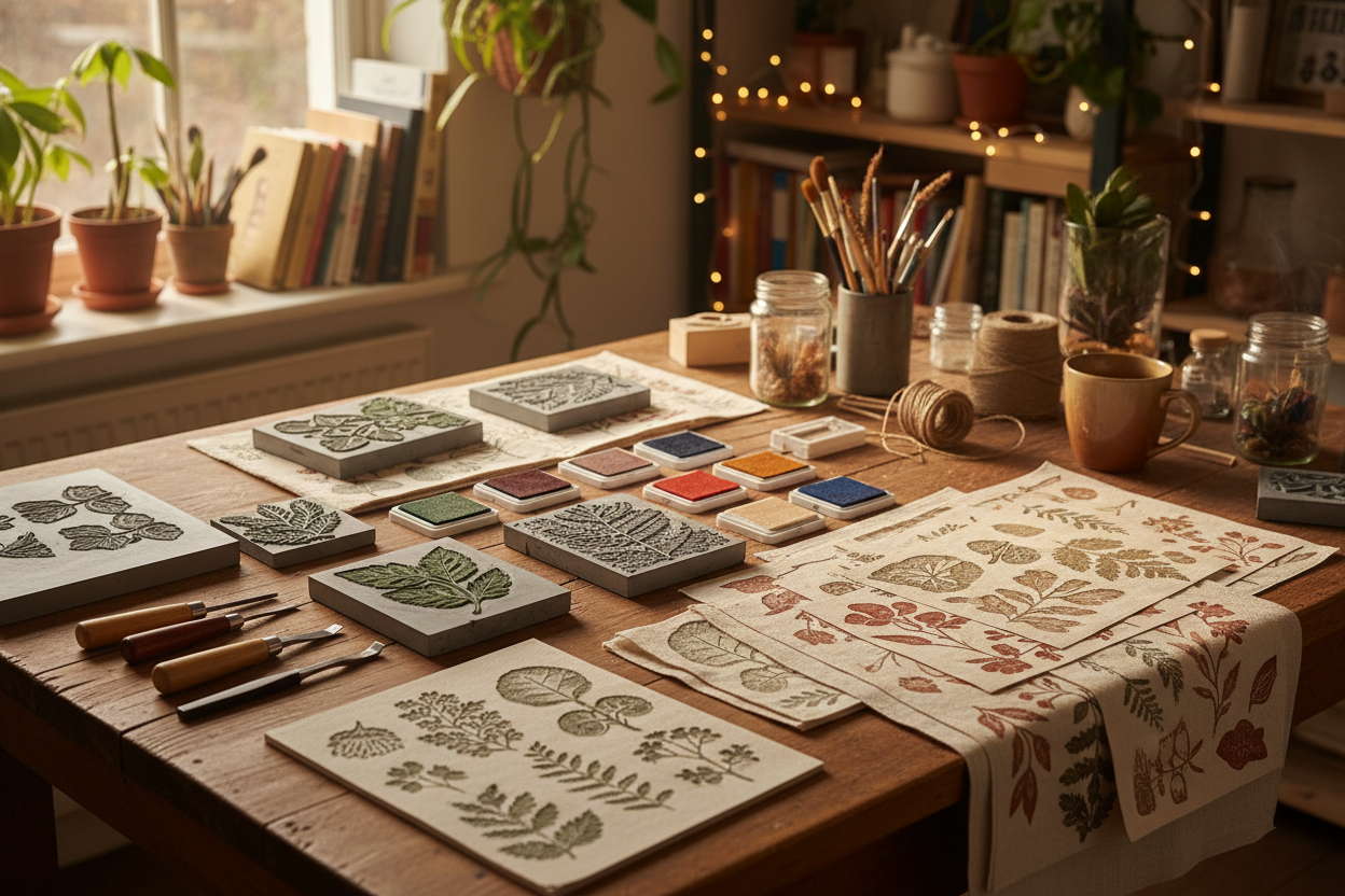 Linocut and stamp-making workshop supplies